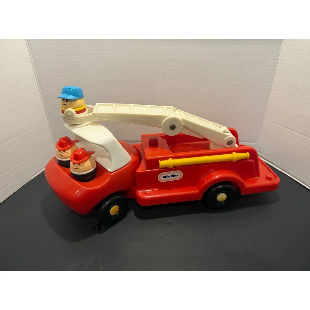 Vintage Little Tikes Fire Truck with 3 Toddle Tots Figures Red Toy Made in USA